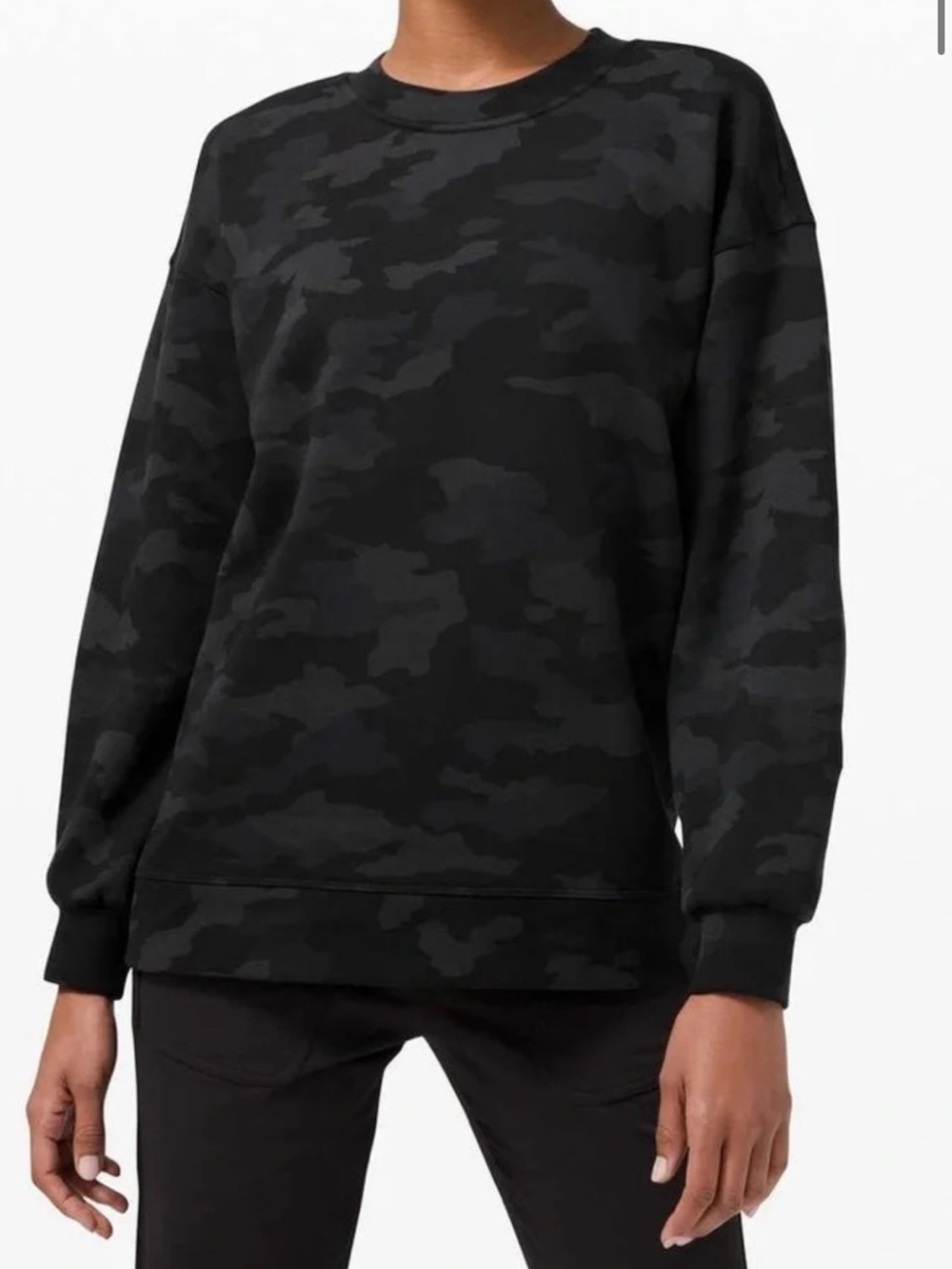lululemon athletica Black & Dark Gray Camo Crewneck Sweater